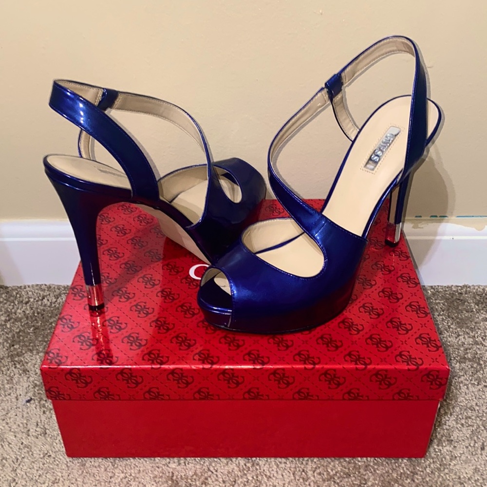 Blue strap heels
